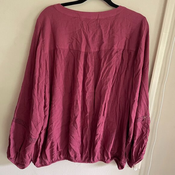 Lane Bryant Women's Long Sleeve Button V-Neck Floral Lace Top Plus Size 18/20 - Picture 2 of 10